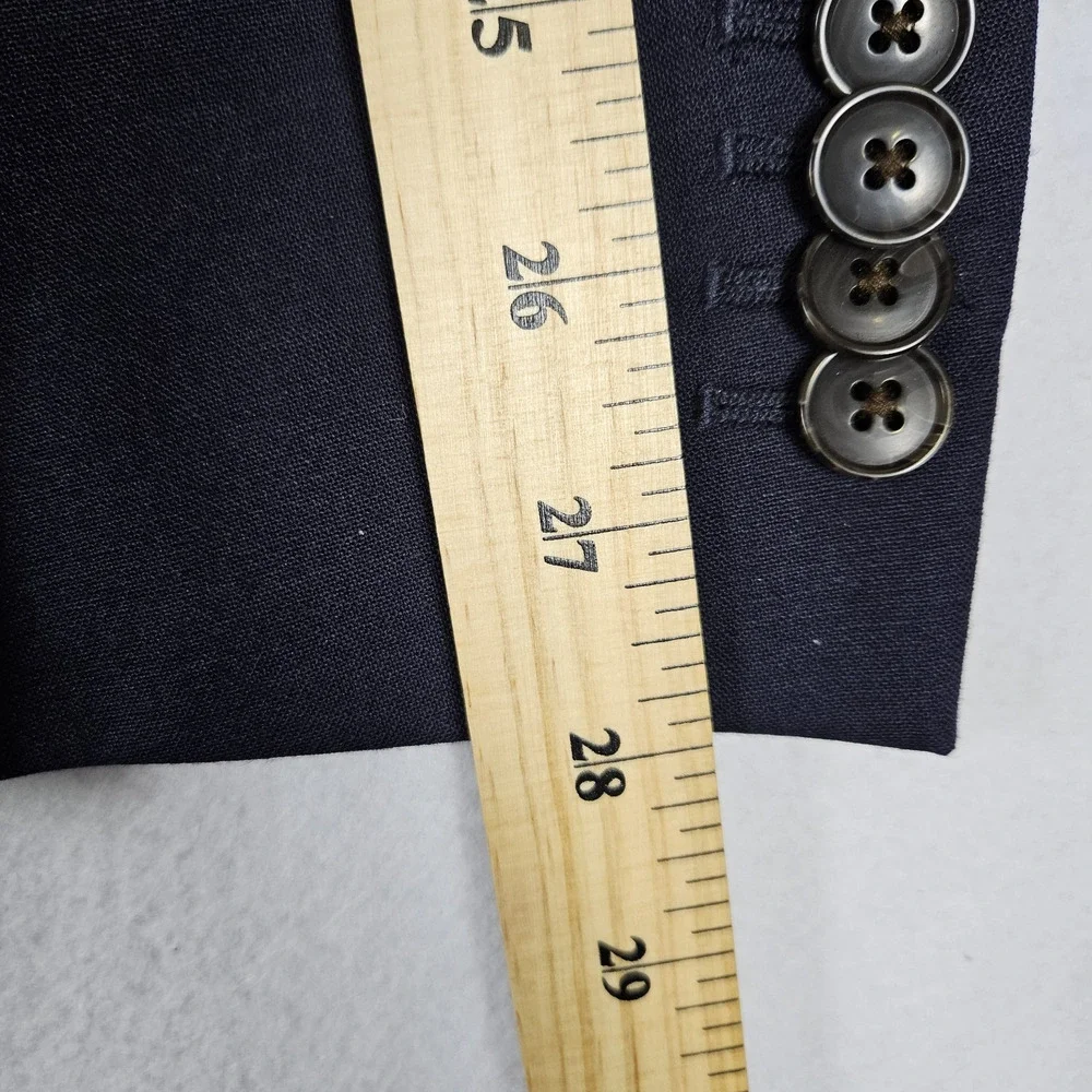 Lands End Stretch Blazer Mens 44L Year Rounder Traditional Fit Navy Wool Jacket